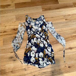 MINKPINK Blue and White Floral romper